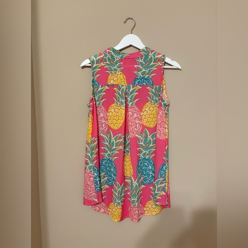 Simply Southern Women's S Pink Pineapple Print Sleeveless Tank Top - Picture 5 of 5